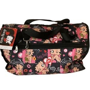 Betty Boop Heart & Kiss Travel 19” Duffle Bag W/Handles & Strap New With Tags